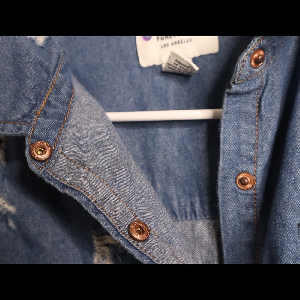 Women Jean Flannel With Rips - Picture 7 of 9